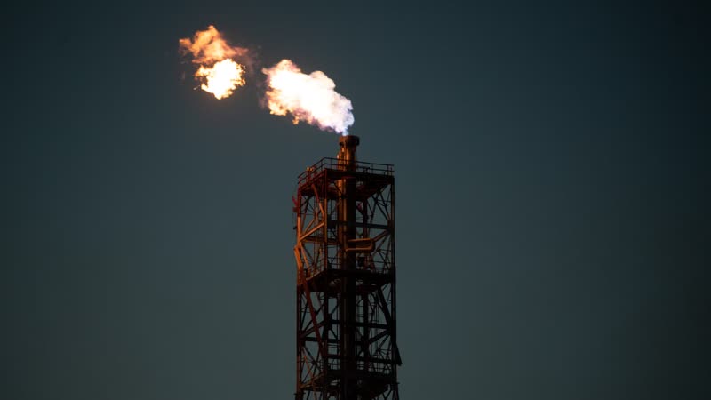 Oil pump jack in oil field